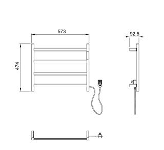 Полотенцесушитель электрический Wonzon & Woghand Essen WW-A404-GM 47x47 см тёмный графит